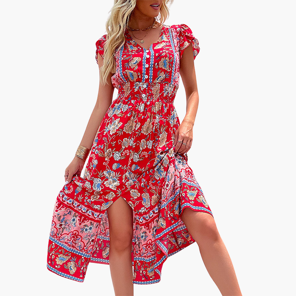 Boho  Midi Dress - Women's Lightweight Style for Summer Days