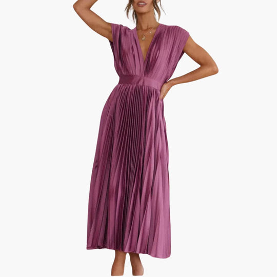 Elegant V-Neck Midi Dress - Perfect for Evening Events