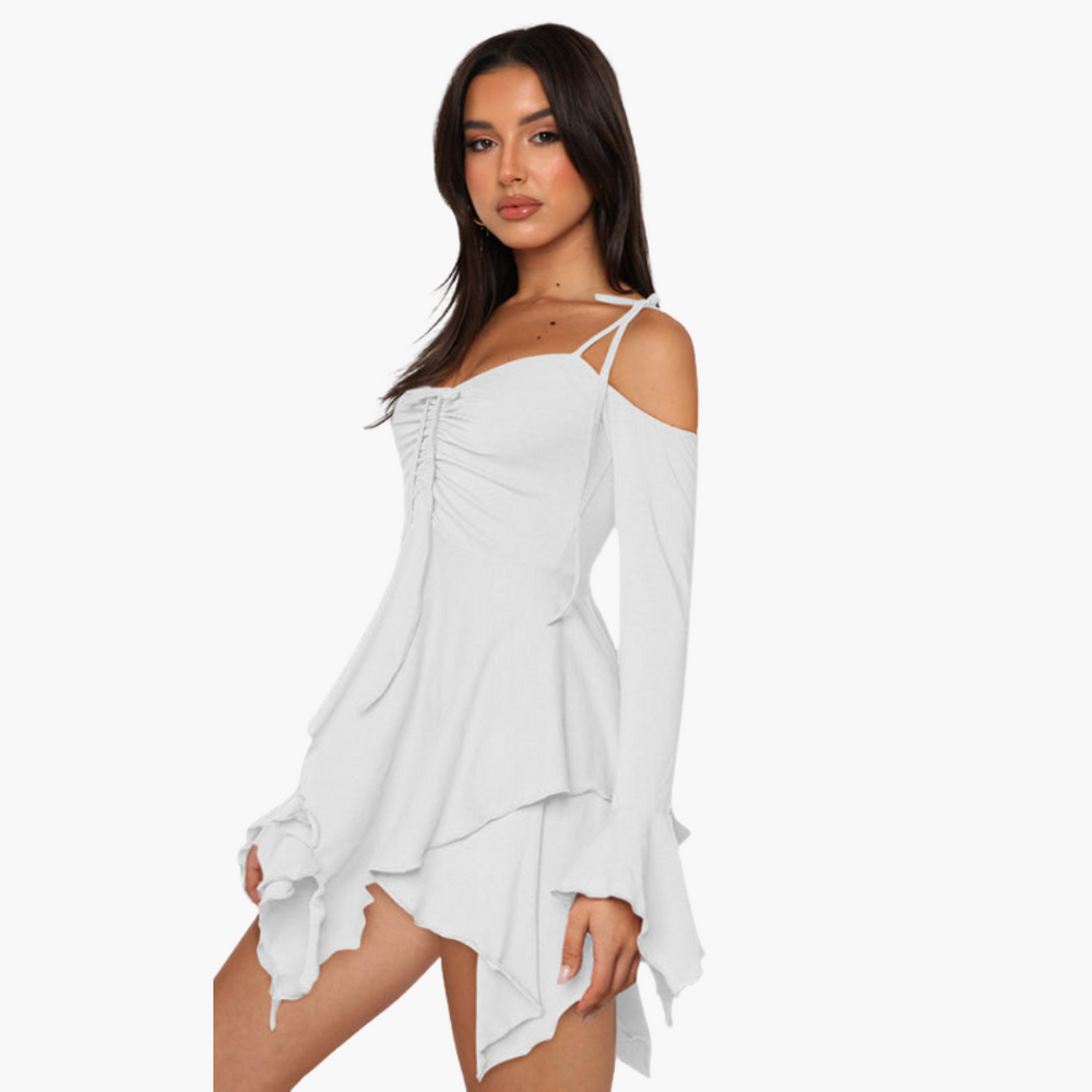 Off-Shoulder Layered Mini Dress - for Women Summer Chic
