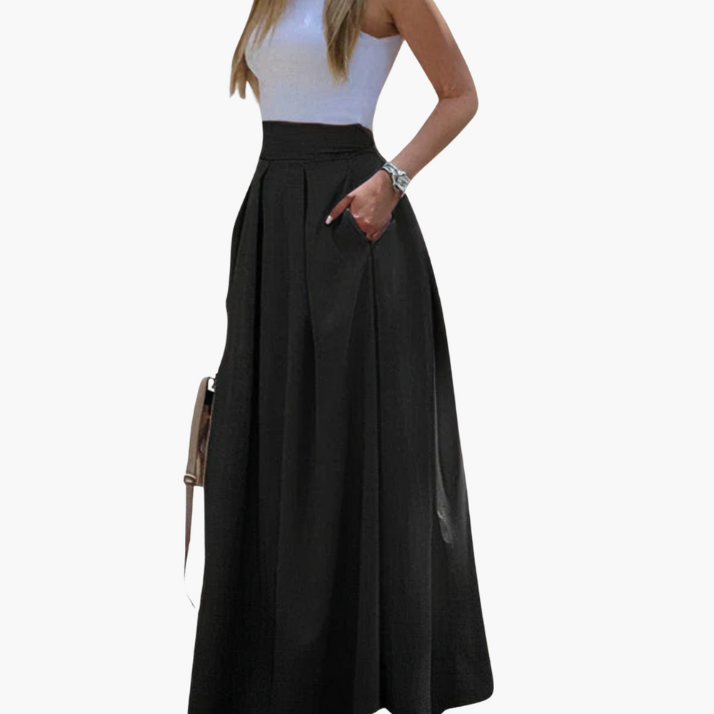 Pleated Maxi Skirt for Women - Elegant Long Pleated Skirt