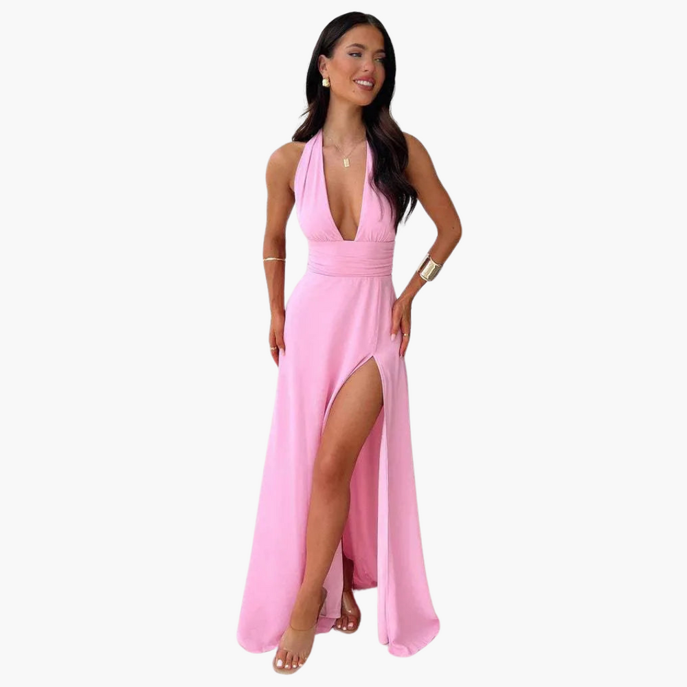 Halter Slit Maxi Dress - For Women’s Elegant Evenings