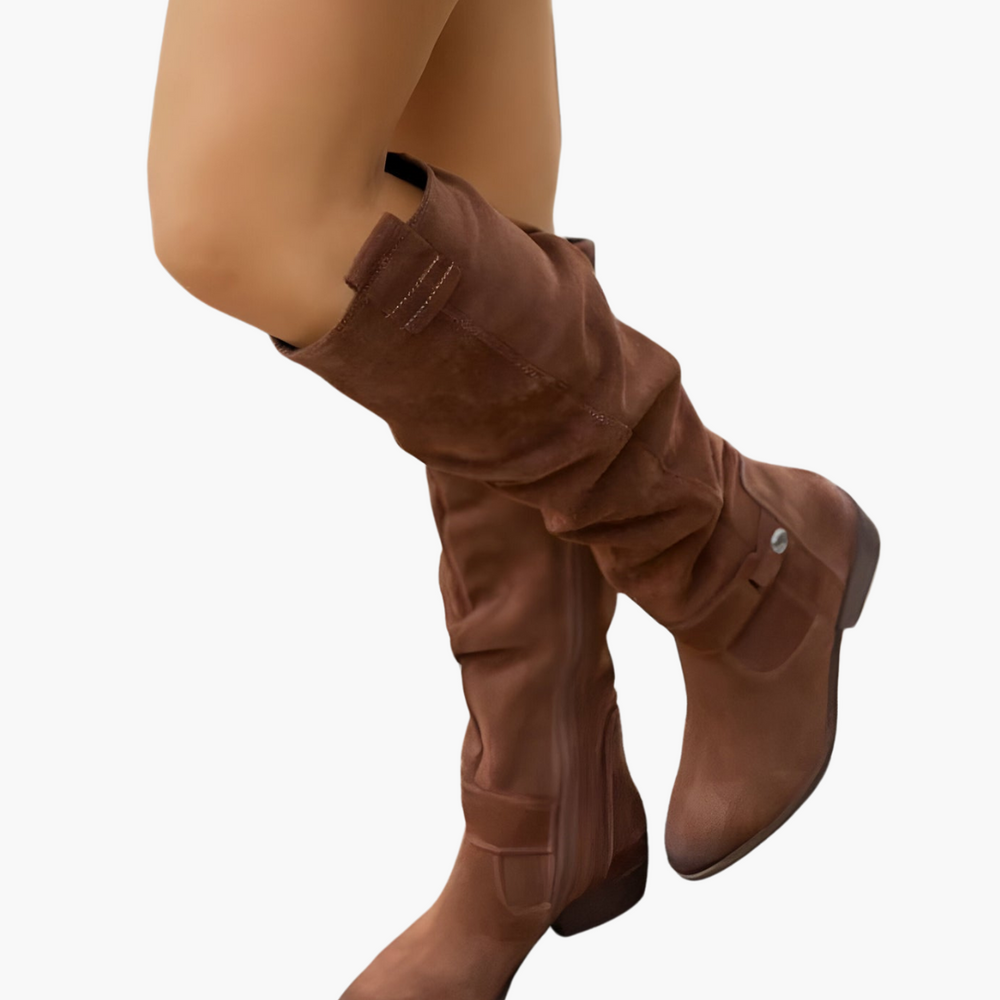 Knee-High Boots - Women's Heeled Wide Calf Fit Design