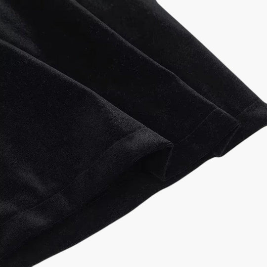 Velvet Long Sleeve Mini Dress - Elegant Pearl Detail for Women