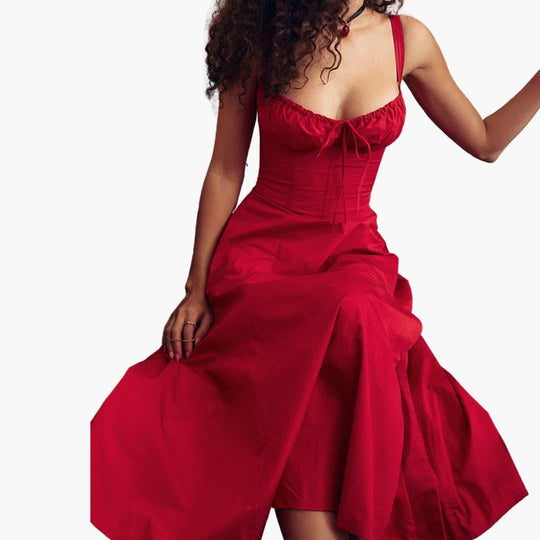 Lace-Up Corset Mini Dress - Square Neck Bodycon for Women