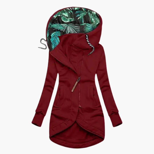 Asymmetrical Zip Hoodie - Women's Longline Fleece Jacket - IsabellaMae