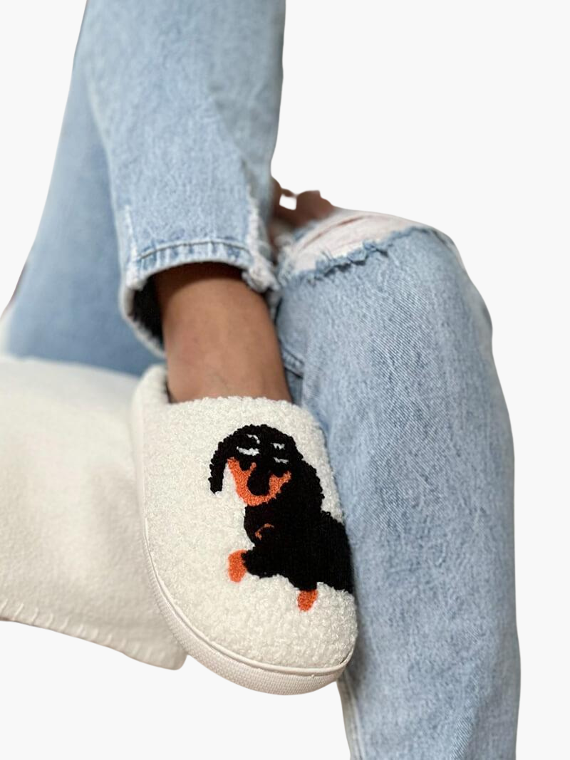 Cute Dog Slippers for Women - Plush Indoor Winter Comfort