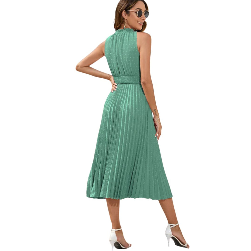 Pleated Halterneck Dress - Chic Special Occasion Fit for Women