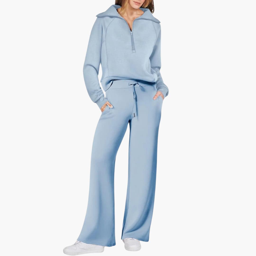 Cozy Lounge Set – Wide Leg Pants & Soft Top for Women