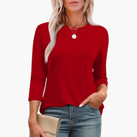 Women’s tunic top with 3/4 sleeves and crew neck