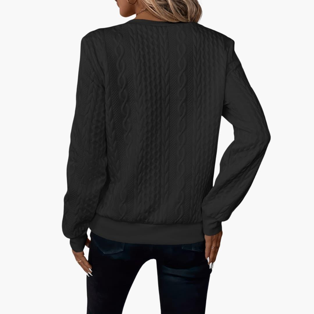 Cable Knit Zip Sweater – Women's Long Sleeve Pullover - IsabellaMae