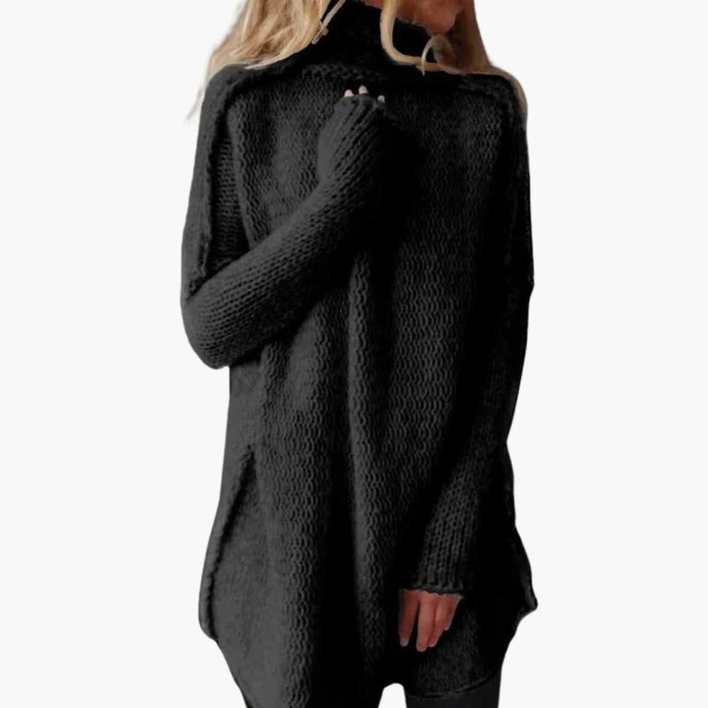 Roll Neck Oversized Jumper for Women - Chunky Knit Style