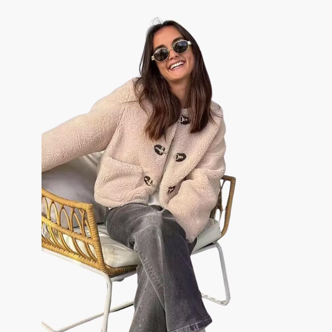 Faux Shearling Teddy Coat – Women's Toggle Winter Jacket
