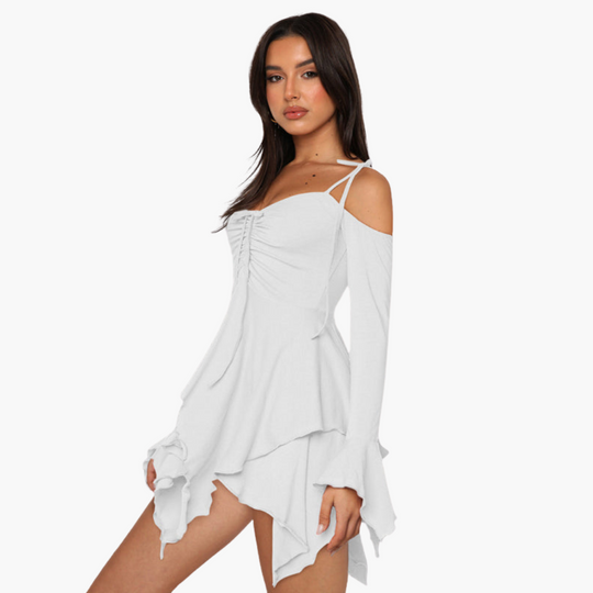 Off-the-Shoulder Layered Mini Dress for Women - Trendy Summer Style