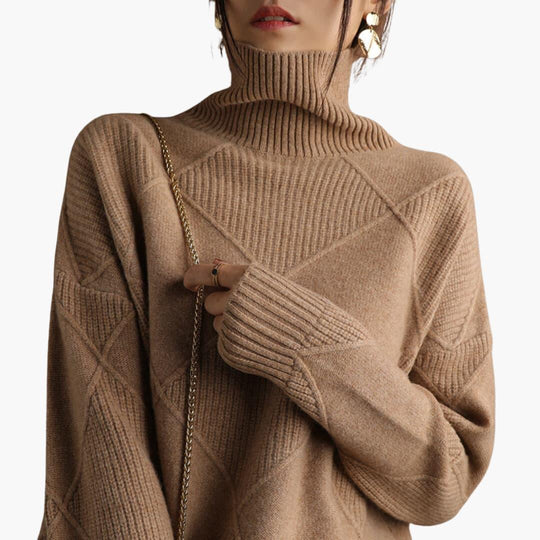 Ribbed Turtleneck Jumper for Women - Soft Knit Pullover