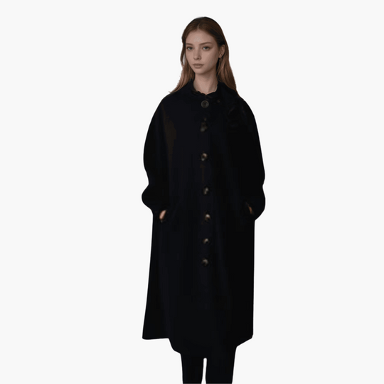 Long Hooded Overcoat - Women's Button Down Winter Jacket