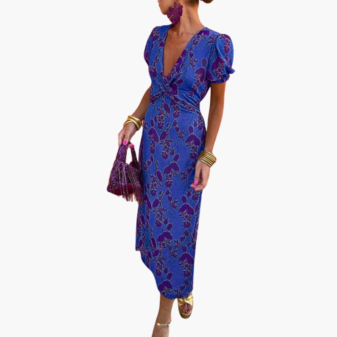 Floral Leaf Maxi Dress for Women - Elegant Summer Style