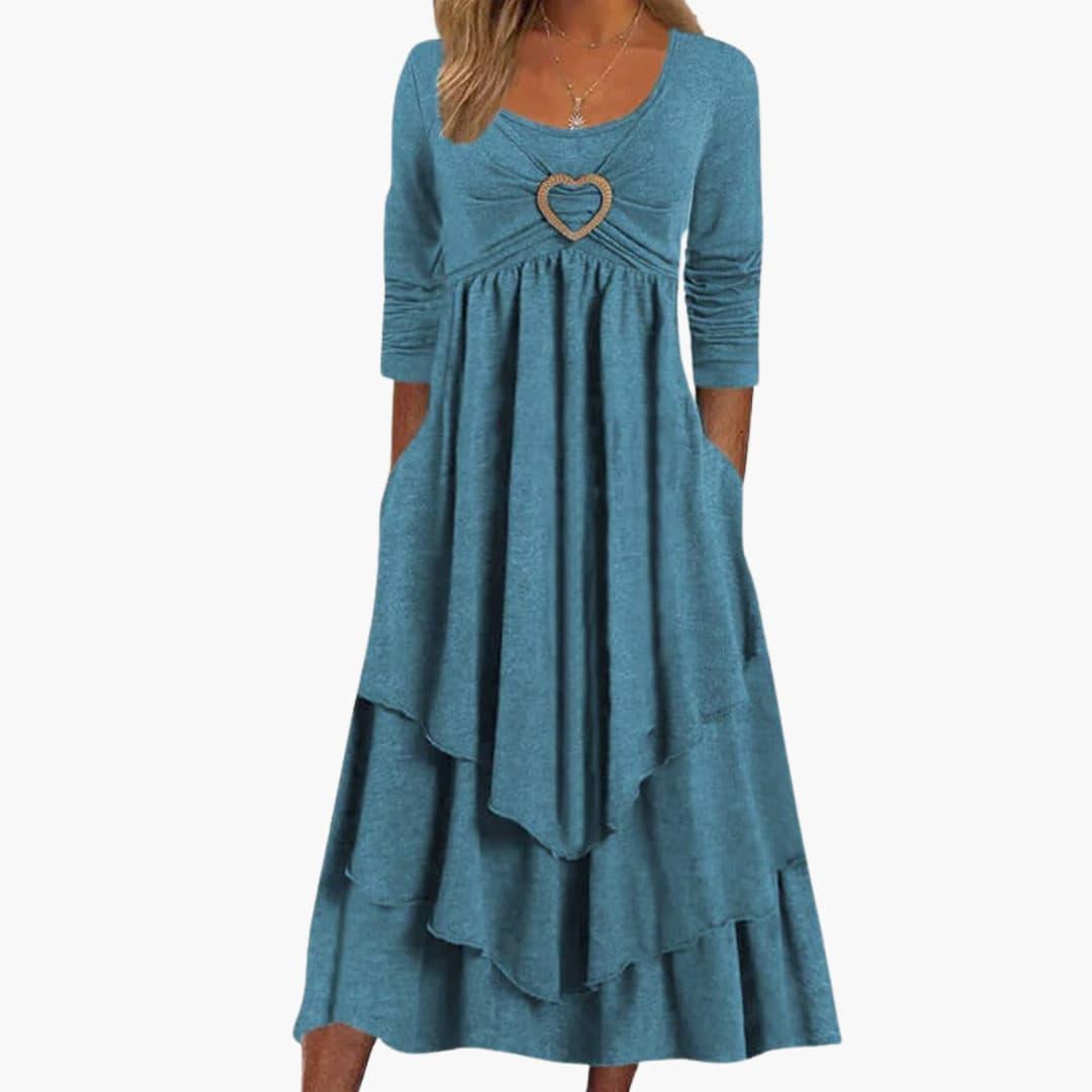 Elegant Long Sleeve Midi Dress - Formal Wear for Women