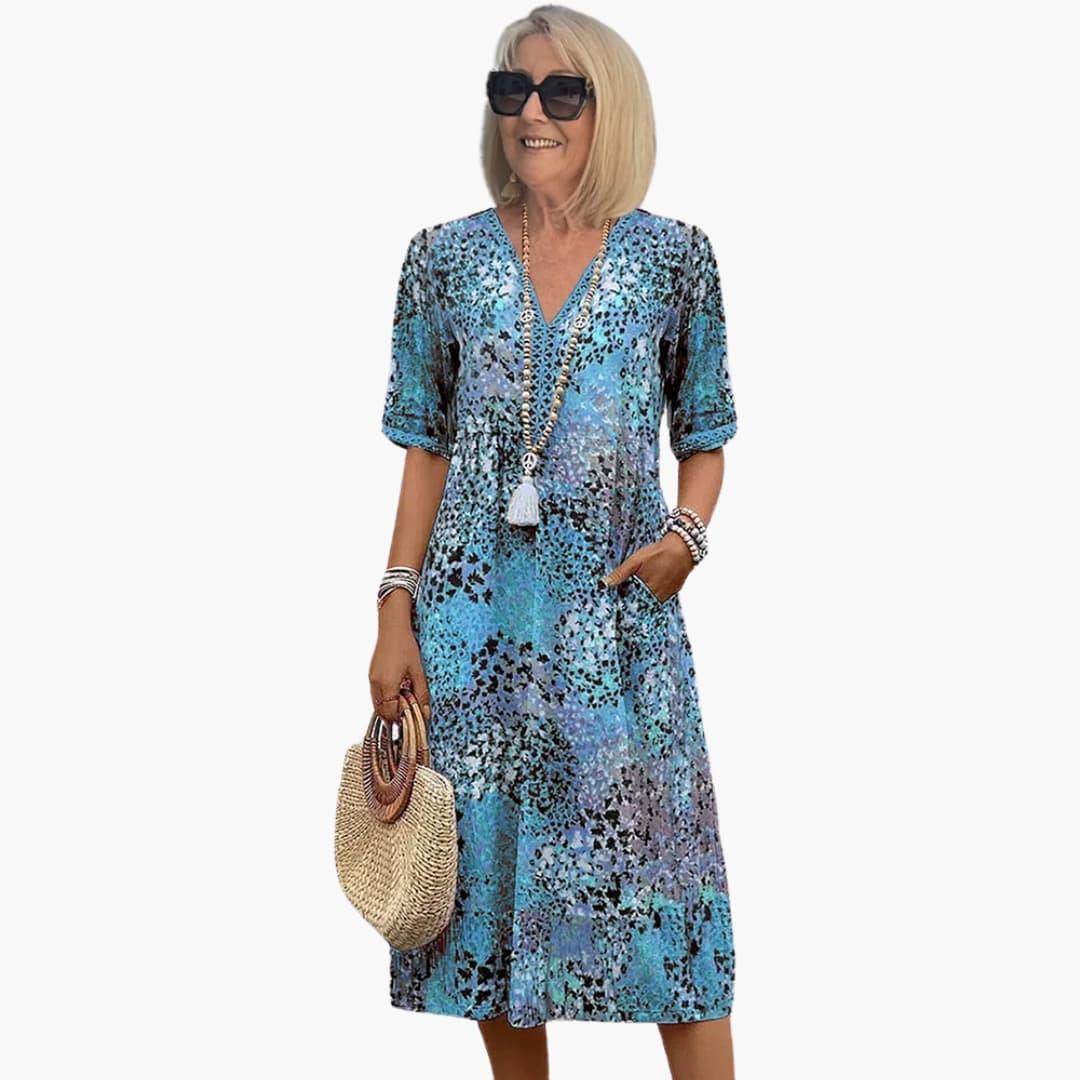Elegant Vibrant Midi Dress - Flattering Fit for Women