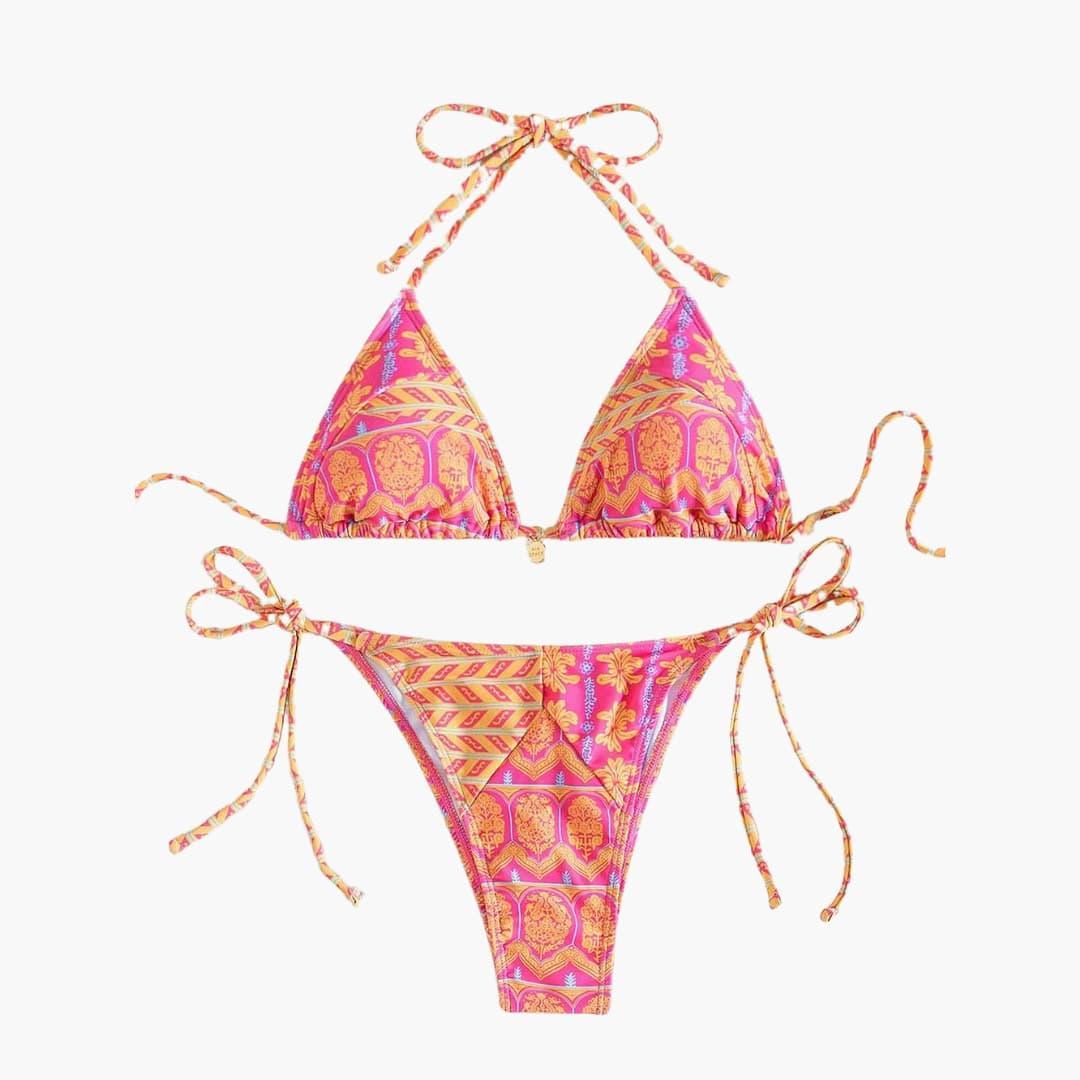 Boho Bikini Set for Women - Adjustable Triangle Tie Swimsuit - IsabellaMae