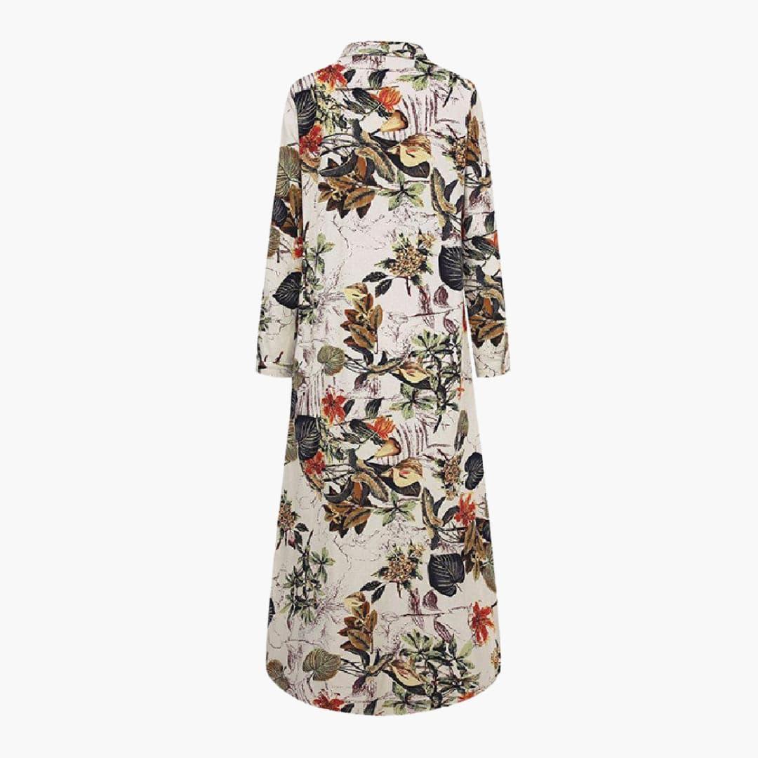 Loose Fit Cotton Midi Dress - Casual Everyday Wear for Women