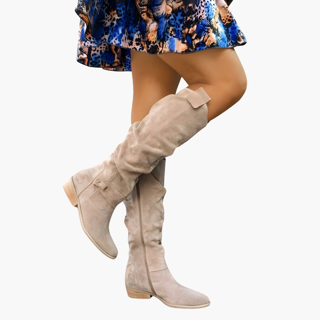 Knee-High Boots - Women's Heeled Wide Calf Fit Design