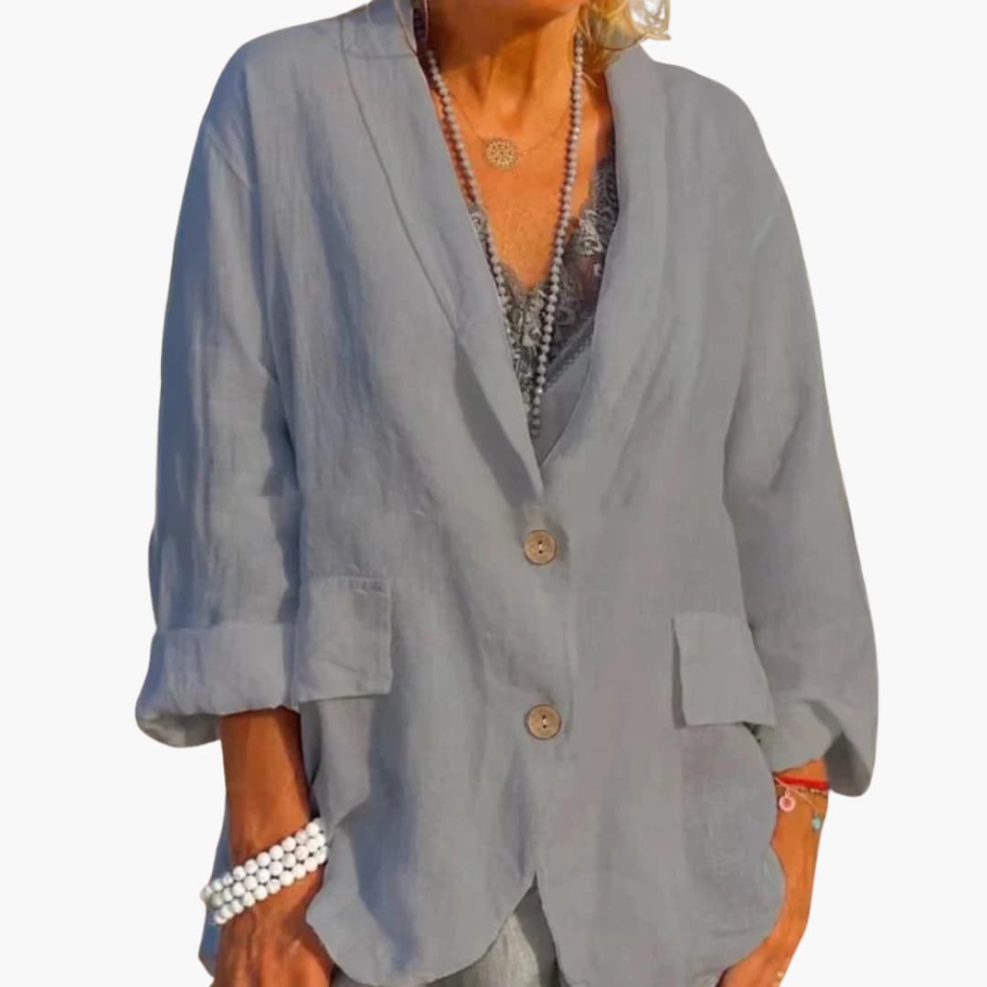 Women’s lightweight jacket with roll-up sleeves and button front