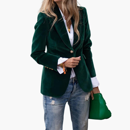 Velvet Blazer - Tailored Fit Women's Single Button Jacket