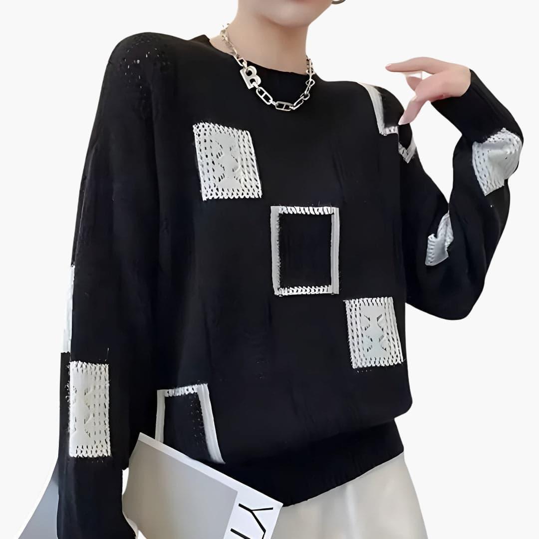 Patchwork Knit Sweater – Women's Colour Block Jumper