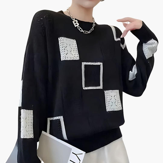 Patchwork Knit Sweater – Women's Colour Block Jumper