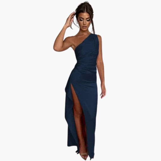 Women’s one-shoulder floor-length maxi dress with slit