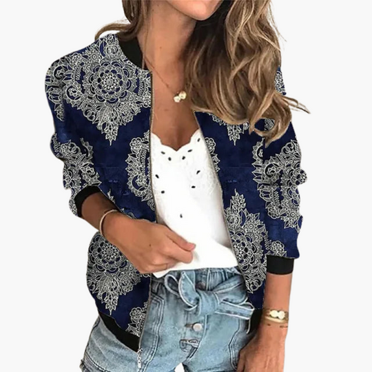 Floral Zip-Up Jacket for Women - Lightweight & Stylish