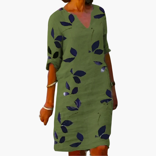 Leaf Print Summer Dress - Women's Tropical Holiday Style