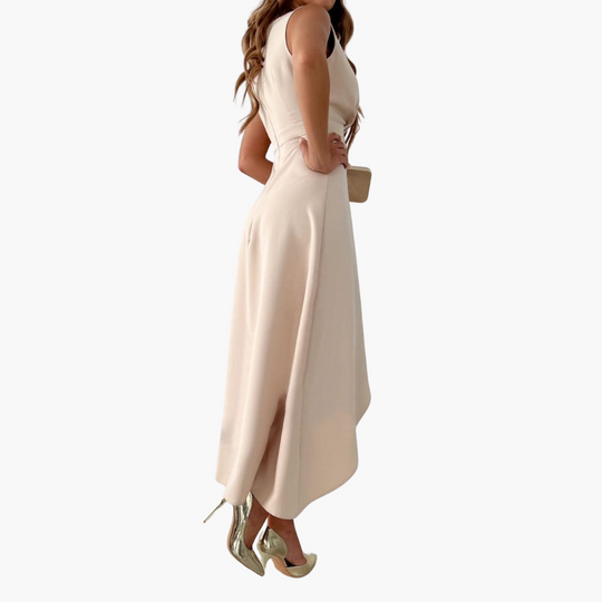 Chic Wrap V-neck Midi Dress for Women - Elegant & Stylish