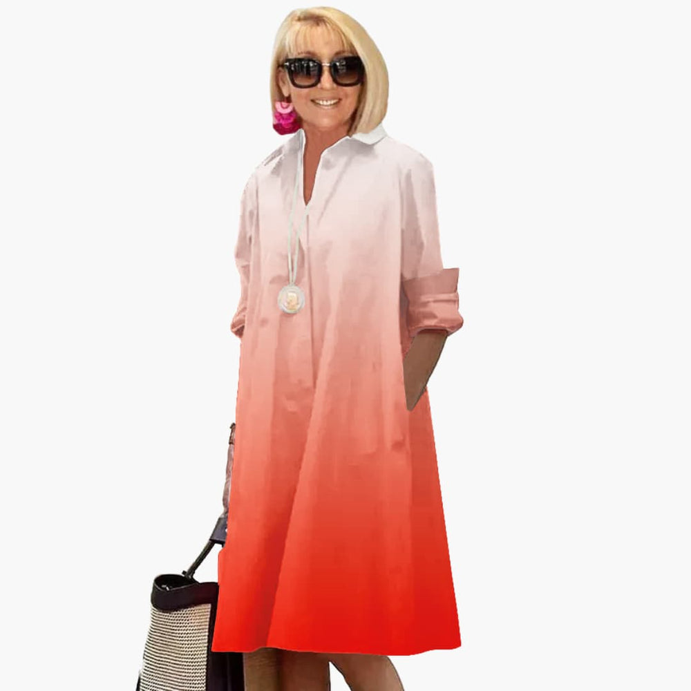 Women’s boho midi dress with long sleeves and side pockets