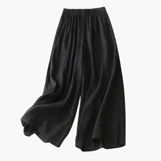 Women’s summer wide-leg trousers with elastic waistband and flowy cut