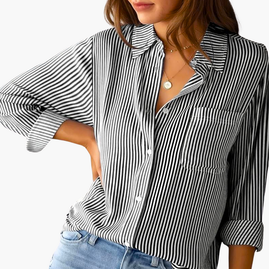 Striped Long-Sleeve Blouse for Women - Casual Summer Shirt