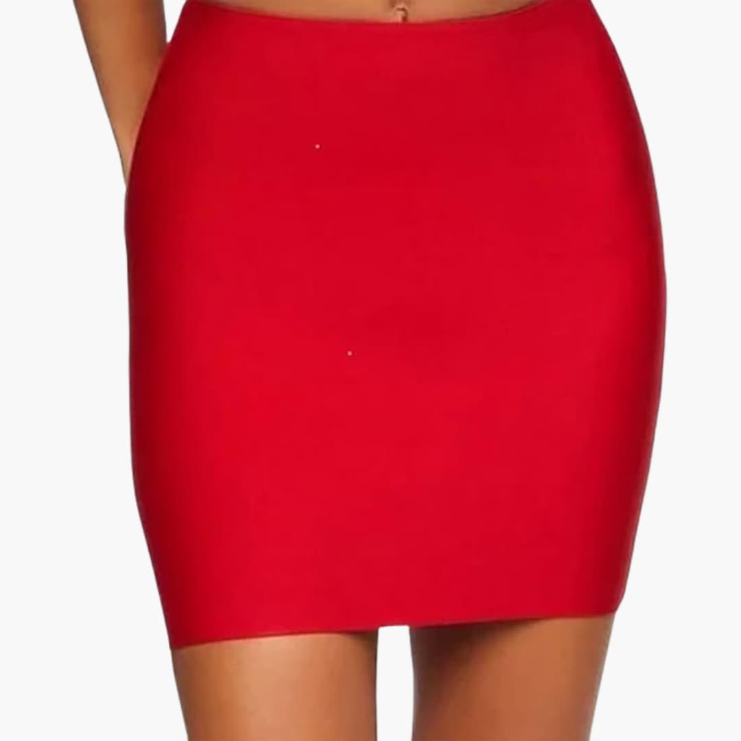 Women’s mini skirt with high waist and stretch fabric