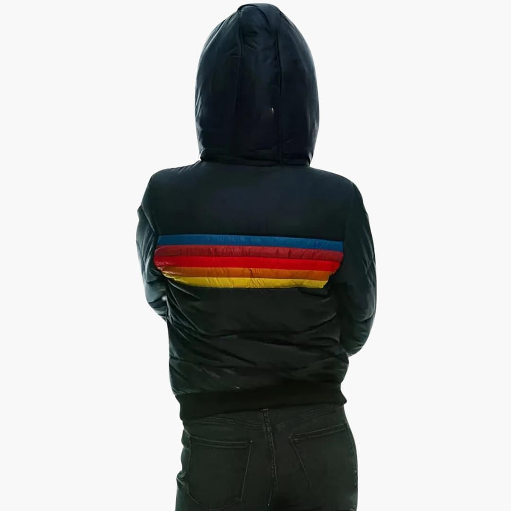 Striped Puffer Jacket – Women's Sporty & Stylish Outerwear