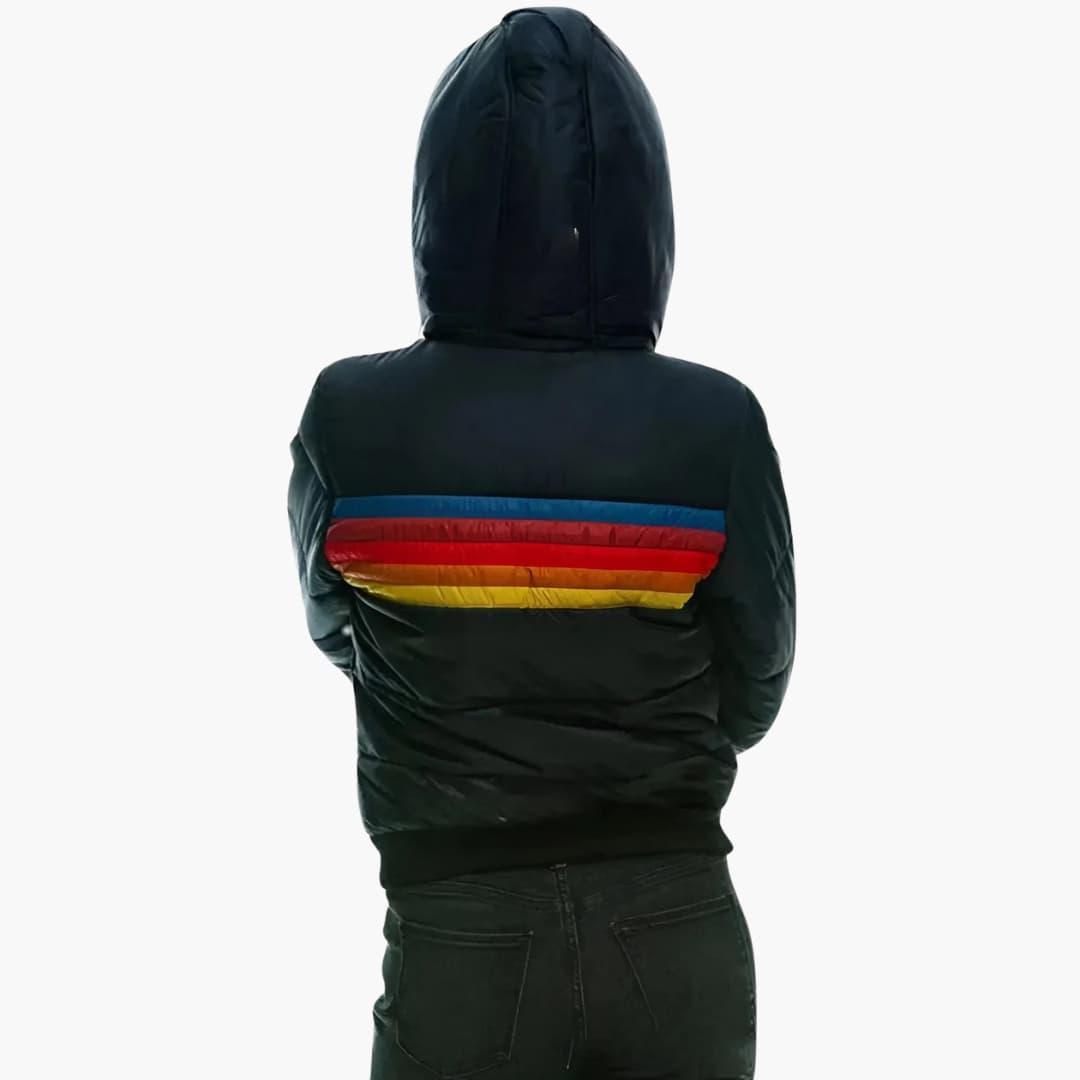 Striped Puffer Jacket – Women's Sporty & Stylish Outerwear