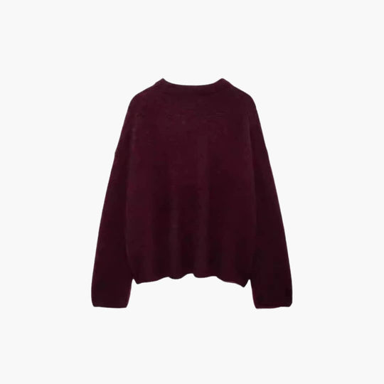 Burgundy Knit Sweater for Women - Cozy & Stylish Comfort - IsabellaMae