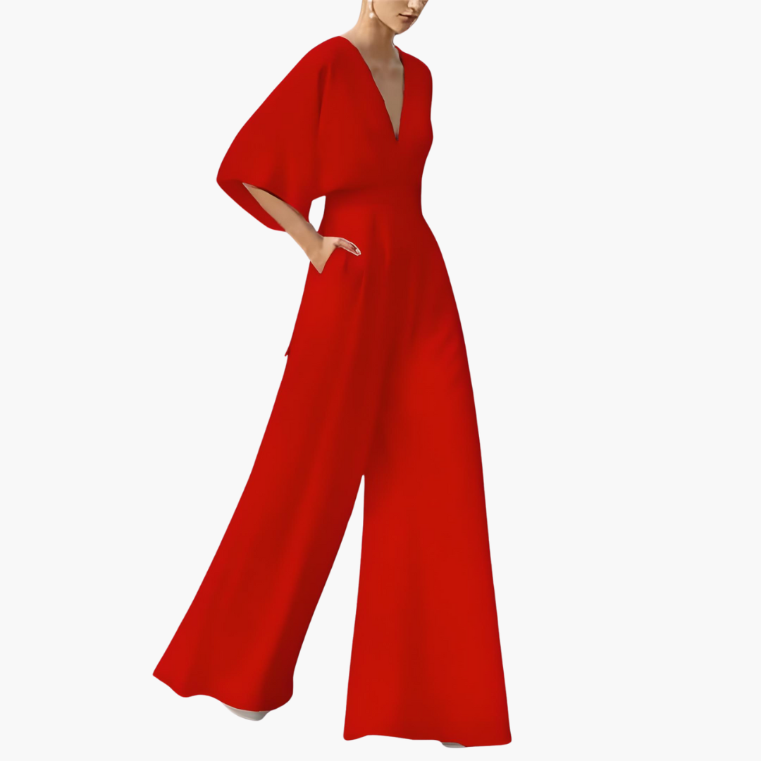 Women’s all-season jumpsuit with wide legs and batwing sleeves