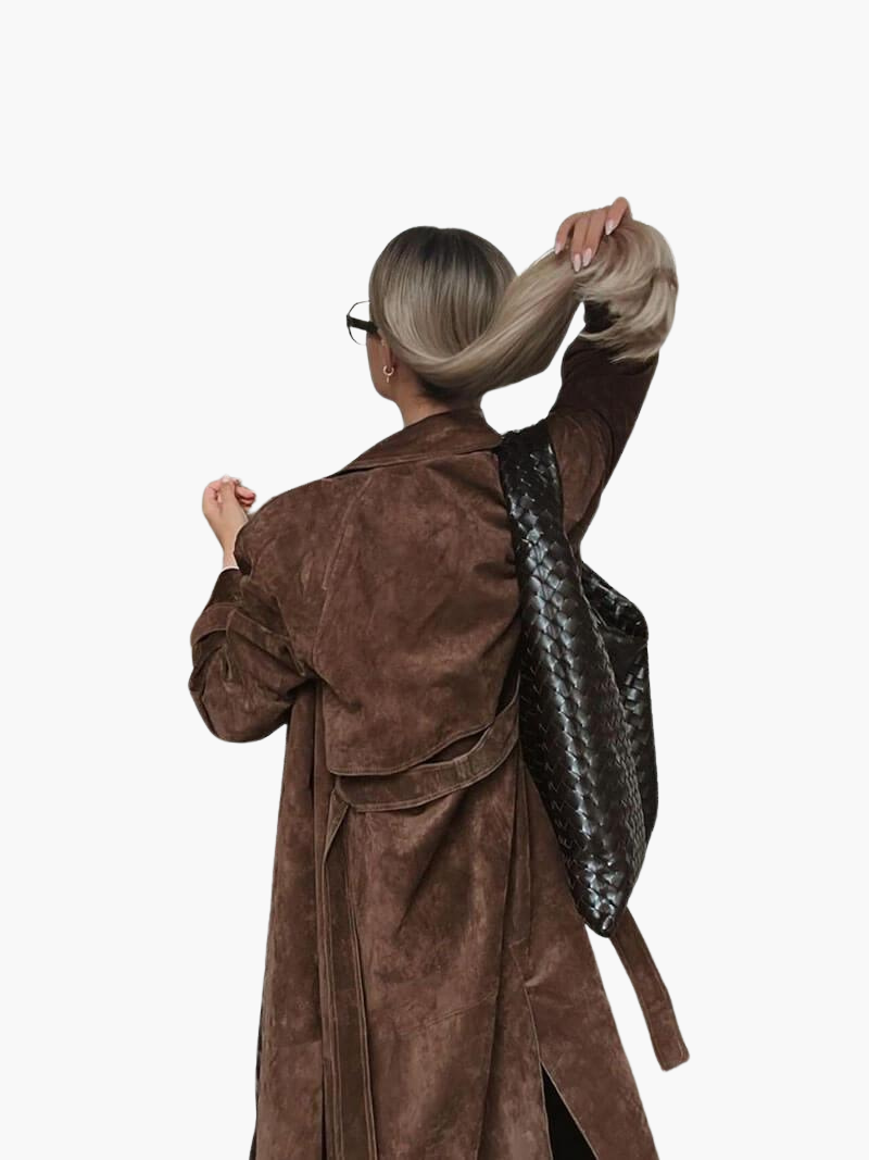 Elegant Double-Breasted Trench Coat - Women's Belted Outerwear