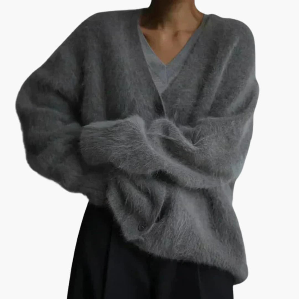 Women’s all-season sweater with long sleeves and button front