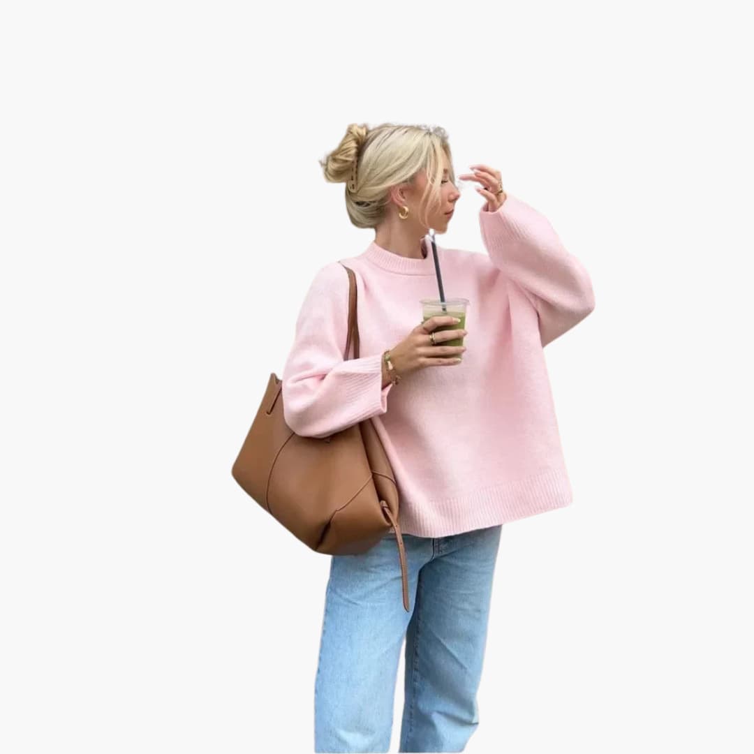 Women's knit jumper with crew neck and long sleeves
