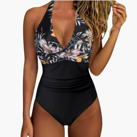 Checkered One-Piece Swimsuit - Women's Tummy Control Swimwear
