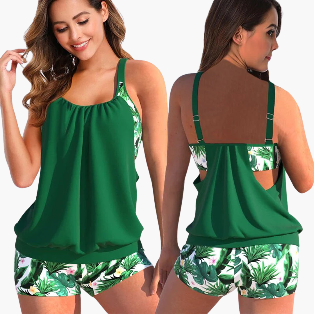 Tummy Control Tankini Set - for Women with Swim Shorts