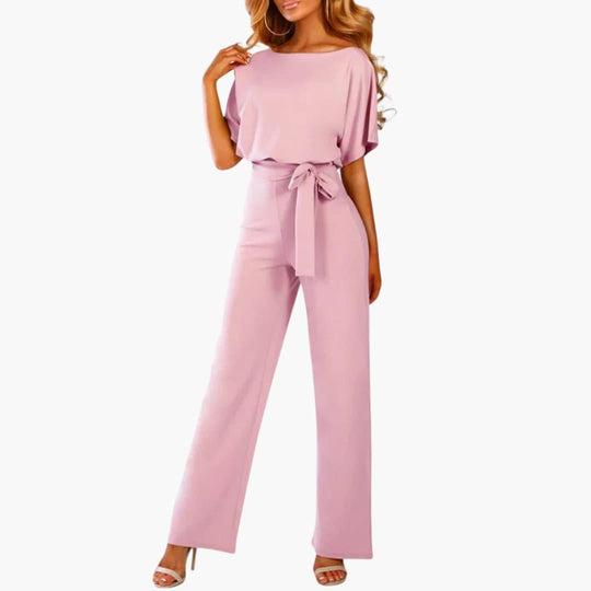 Elegant Wide-Leg Jumpsuit – Women's Belted Formal Wear