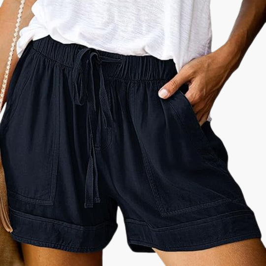 Women’s summer shorts with elastic waist and front pockets