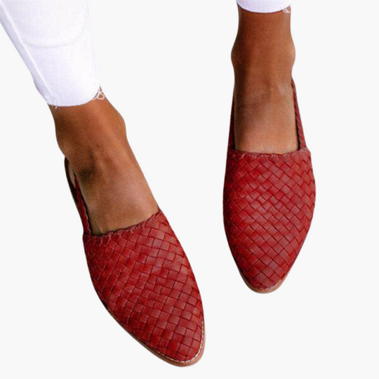 Braided Leather Slingbacks for Women - Flat Summer Shoes - IsabellaMae