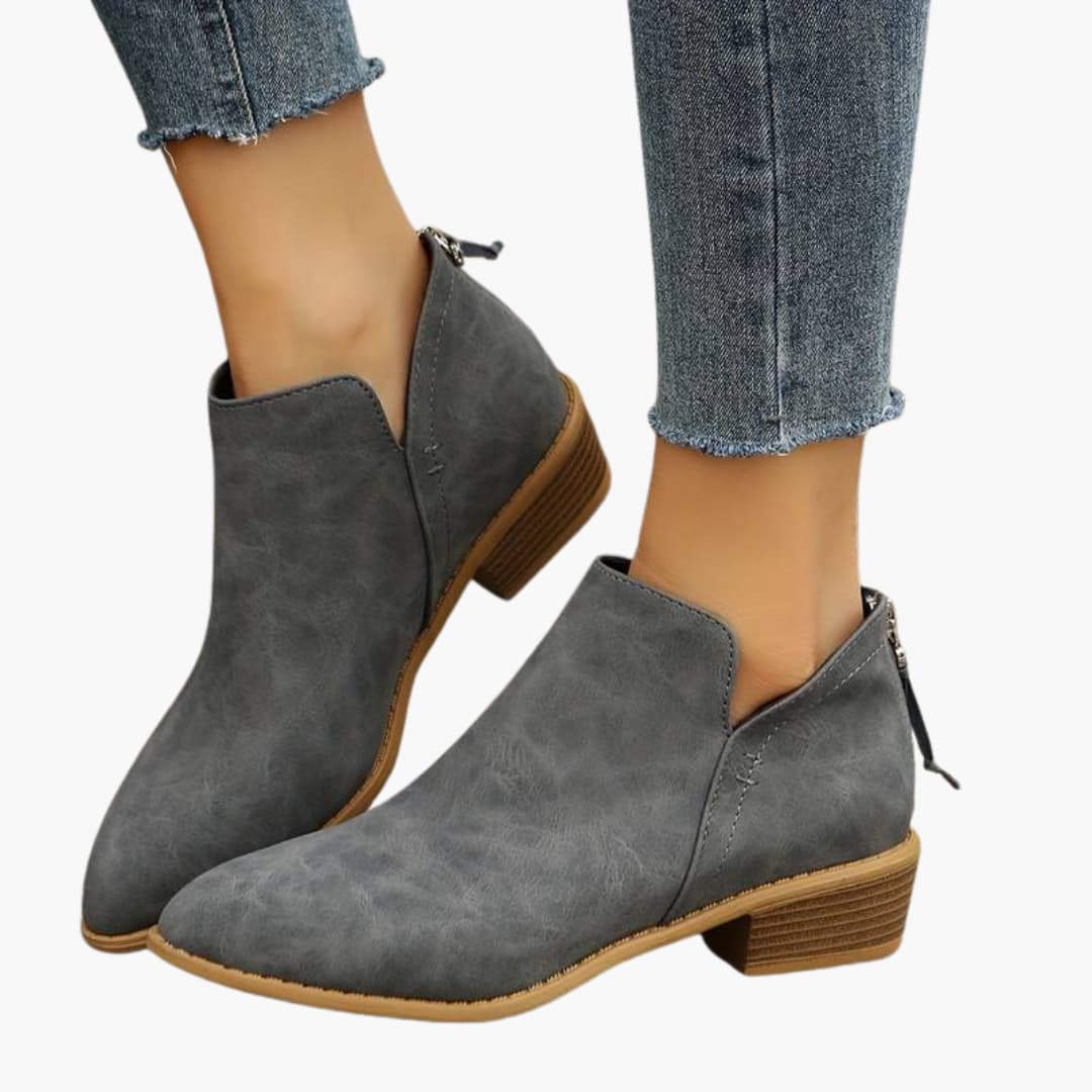 Women’s ankle boots with pointed toe and block heel